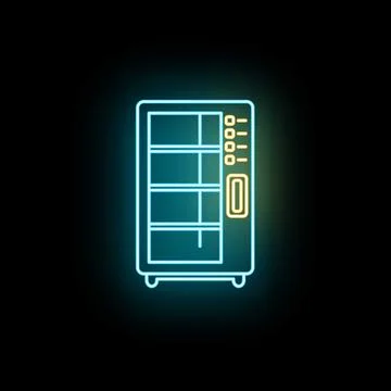 Vending machine neon light glowing graphic icon Stock Illustration