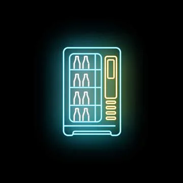 Vending machine neon light glowing icon concept Stock Illustration
