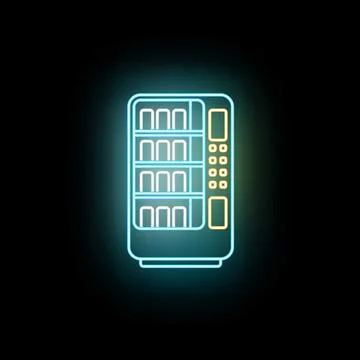 Vending machine neon light glowing modern icon Stock Illustration