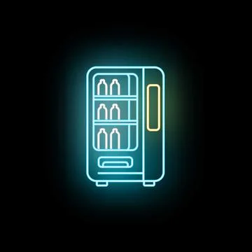 Vending machine neon light symbol icon Stock Illustration