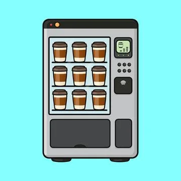 Vending machine offering coffee cups with contactless payment Stock Illustration