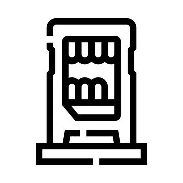 Vending machine offering snacks and drinks line art Stock Illustration