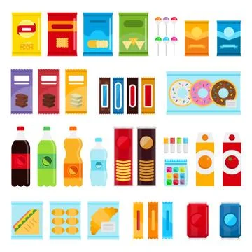 Vending machine product items set. Vector flat illustration イラスト素材