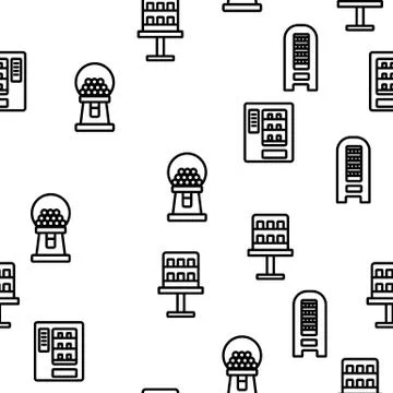 Vending Machine Selling Service Vector Seamless Pattern Stockillustratie