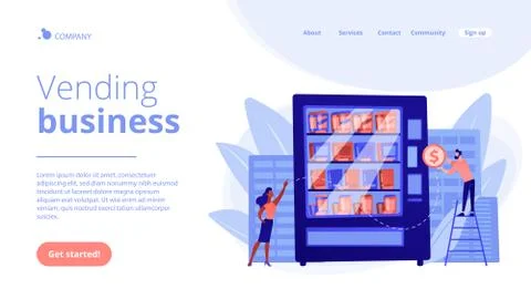 Vending machine service concept landing page. Stock Illustration