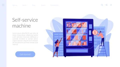 Vending machine service concept landing page. Stock Illustration