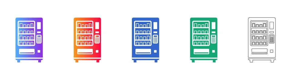 Vending Machine Vector Icon Set icon set Stock Illustration