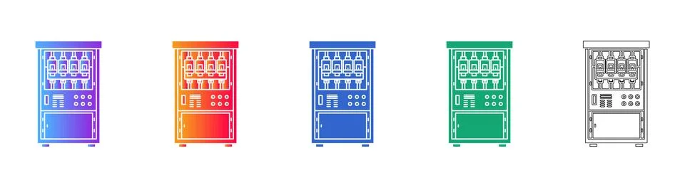 Vending Machine Vector Icon Set Stock Illustration