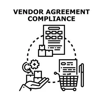 Vendor agreement compliance process managing delivery and purchasing Stock Illustration