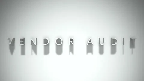 Vendor audit 3D title animation white text on a white background Stock Footage 299748929