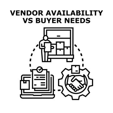 Vendor availability versus buyer needs concept illustration Stock Illustration