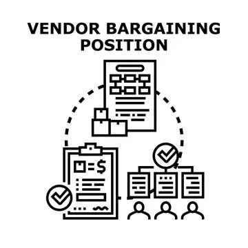Vendor bargaining position strategy evaluating business process Stock Illustration
