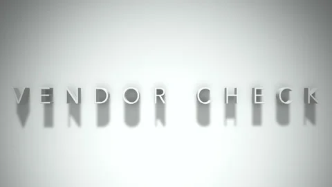 Vendor check 3D title animation white text on a white background Stock Footage 299823538