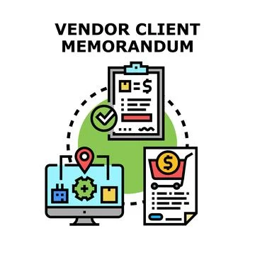 Vendor client memorandum agreement process document planning Stock Illustration