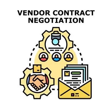 Vendor contract negotiation process creating business agreement Stock Illustration