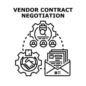 Vendor contract negotiation process creating business agreement Stock Illustration