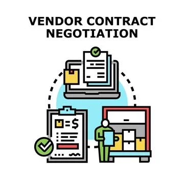 Vendor contract negotiation process forming business partnership Stock Illustration
