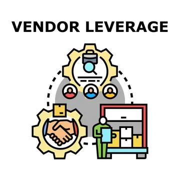 Vendor leverage concept analyzing business supply chain partners Stock Illustration