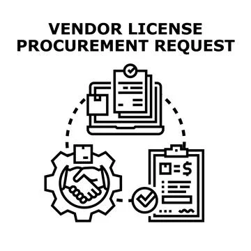 Vendor license procurement request concept icon 库存插图