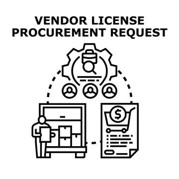 Vendor license procurement request process illustration Stock Illustration