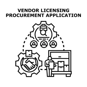 Vendor licensing procurement application process managing partners Stock Illustration