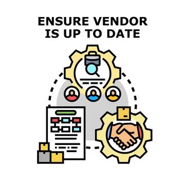 Vendor management process ensuring updated relationships and compliance Stock Illustration