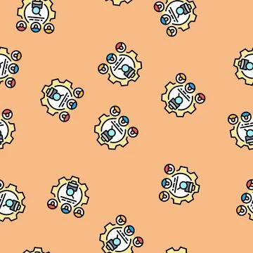 Vendor management vector seamless pattern Stock Illustration
