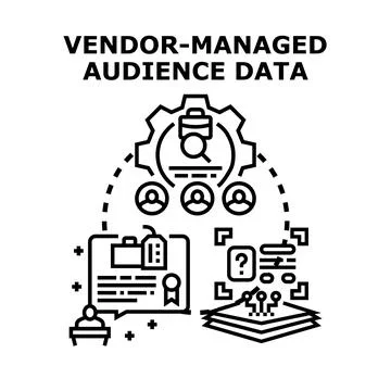 Vendor managing audience data in digital marketing process Stock Illustration
