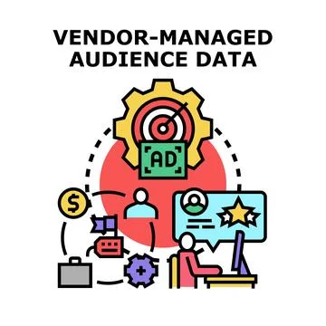 Vendor managing audience data for targeted advertisement Illustrazione stock