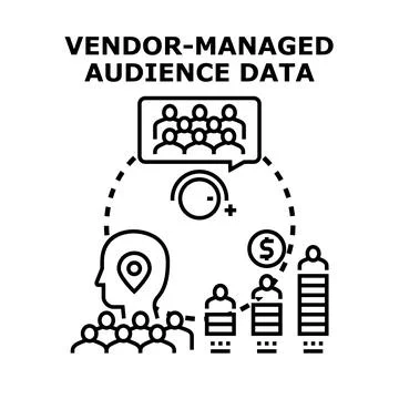 Vendor managing audience data for targeted marketing Illustrazione stock