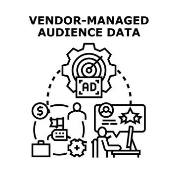 Vendor managing audience data for targeted advertisement Stock Illustration