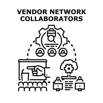 Vendor network collaborators discussing business strategies Stock Illustration