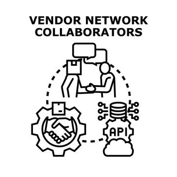 Vendor network collaborators supporting business partnership technology Stock Illustration