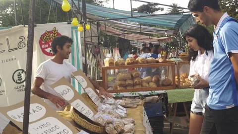 Vendor offering grains Stock Footage 291554308