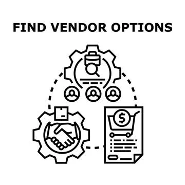 Vendor options search and selection process Stock Illustration