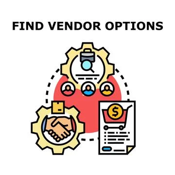Vendor options search and selection process Stock Illustration