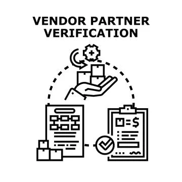 Vendor partner verification process identifying business reliability 스톡 일러스트