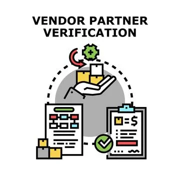 Vendor partner verification process identifying business reliability Stock Illustration