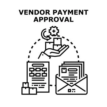 Vendor payment approval process business transaction concept 库存插图