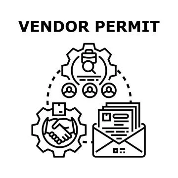 Vendor permit application process concept illustrating business authorization Stock Illustration