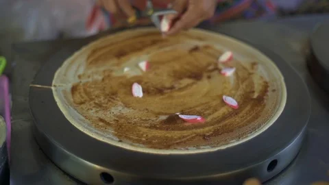 The vendor is pouring flour for baking Stock Footage 121300268