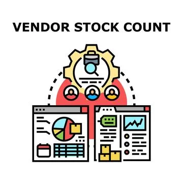 Vendor stock count analyzing supply chain data and inventory management Stock Illustration