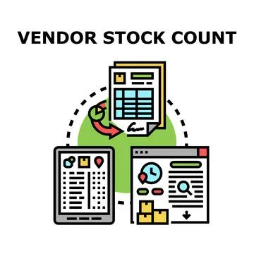 Vendor stock count process and digital inventory management Stock Illustration