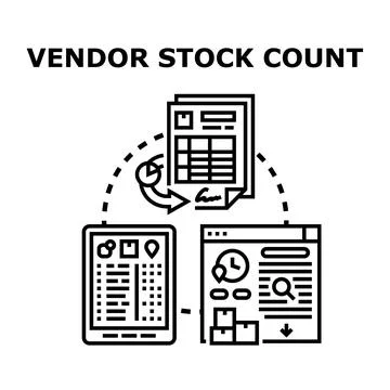 Vendor stock count process and digital inventory management Stock Illustration