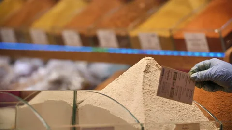 Vendors preparing for opening of the Spice Bazaar in Istanbul Stock Footage 143846992