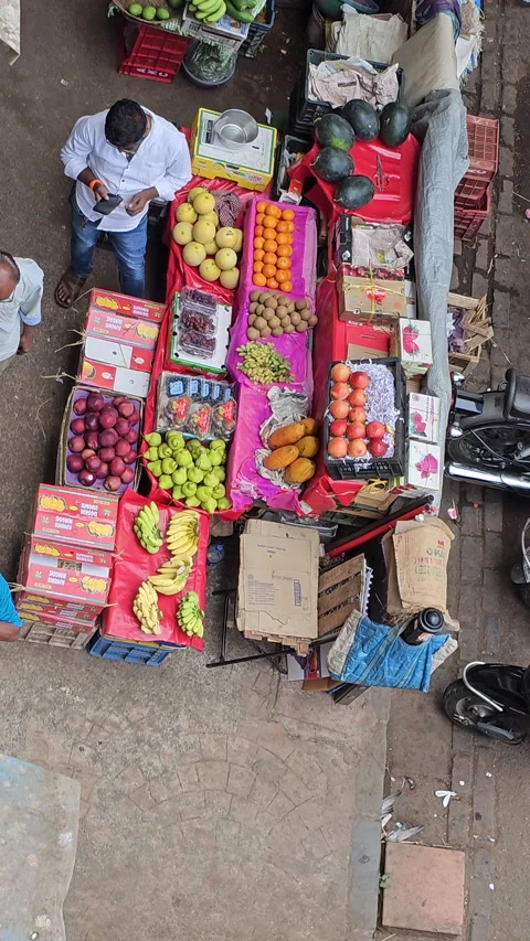Vendors selling various items using QR codes for digital payments,Mumbai, India. Video stock 239728966