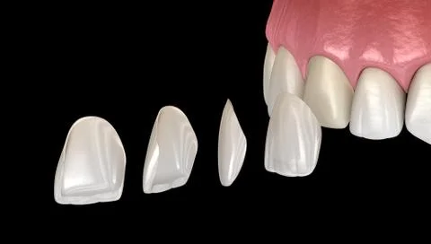 Veneer installation procedure over central incisor and lateral incisor. Medic イラスト素材