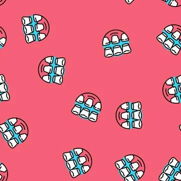 Veneers dental procedure vector seamless pattern Stock Illustration