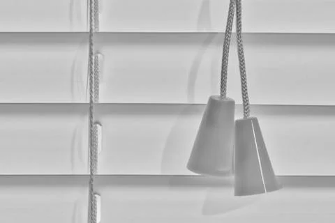 Venetian Blinds up close with pull cords. Foto stock