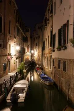 Venetian Canal at Night Stock Photos